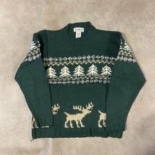 L.L Bean Jumper Kids Medium Acrylic Wool Christmas Knit Sweater, Green