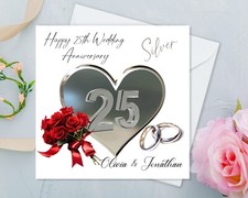 Personalised 25th Silver Wedding Anniversary Card For Couple , Husband , Wife