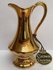 Vintage Fieldings CROWN DEVON 5.75' Gold Lustre Pitcher/Jug & Original Label EXC