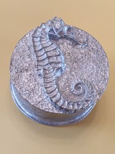 Glover & Smith - Pewter Trinket Box / Sea Horse / Ocean / Marine Life (2277)