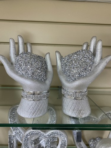 Silver pair heart hands - of,