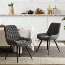 2x Faux Leather Dining Chairs