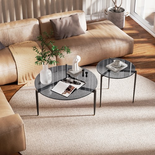 Modern round glass coffee - modern,