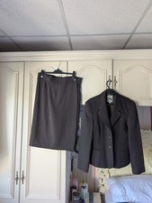 PAUL COSTELLOE DRESSAGE BROWN WRAP OVER SKIRT SUIT IN 100% PURE WOOL SIZE UK 14