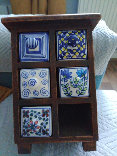 Wooden chest apothecary spice - chest,