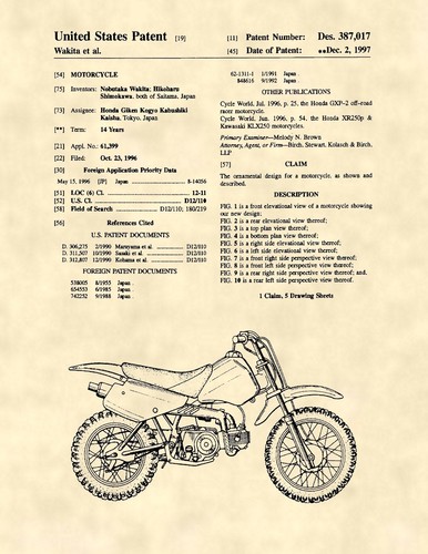 Honda dirt bike patent art - dirt,