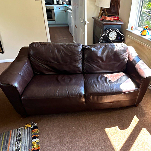 Brown solid leather - brown, seater