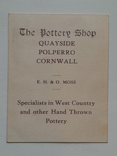 Polperro The Pottery Shop. Rare Vintage Business Card. Local History Interest.