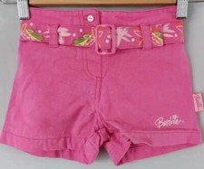 Pink Barbie Shorts with Half Elasticated Waist & Bright Coloured Belt - Age 4-5