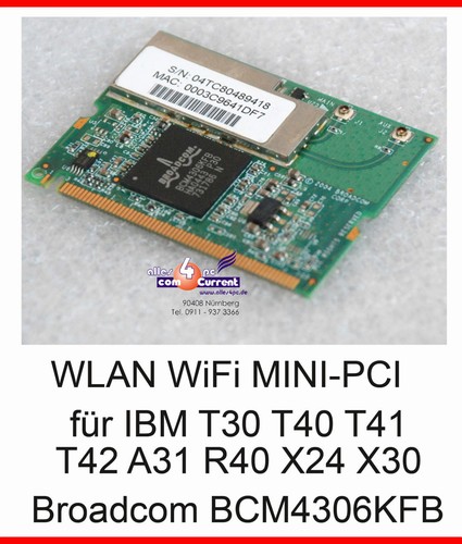 Wlan wifi bcm4306kfb lan ibm - bcm4306kfb,
