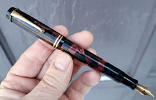 Parker Duofold Streamline Fountain Pen Burgundy Red Black Pearl Vintage 1930s