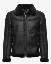 Men Black Real Fur B3 Bomber
