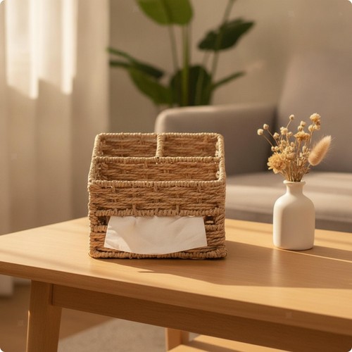 Straw storage box with tissue - box,