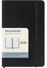 Moleskine Monthly Planner 2026 Notebook Diary Agenda Softcover Pocket Size Black