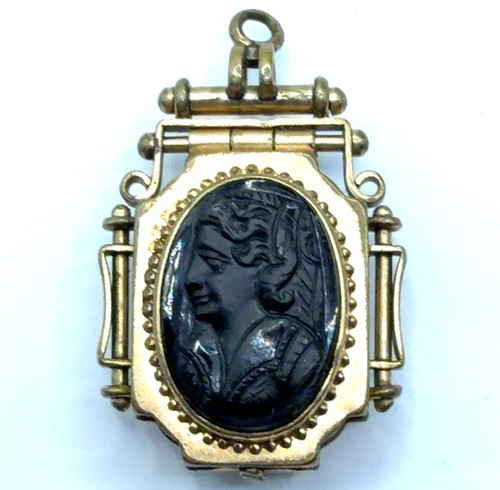 Rare antique jet - antique, cameo/moss