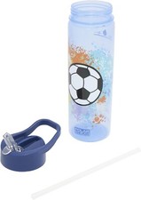 Polar Gear Football Graffiti Water Bottle 600ml Blue Reusable with Straw - USED