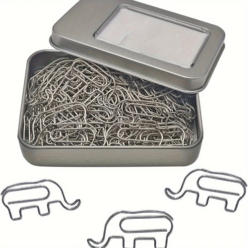 Elephant silver paper clips - paper,
