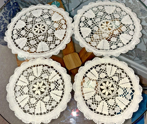 Vintage ivory cotton table - 4,