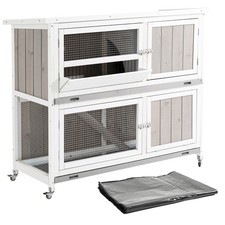 PawHut Two-Tier Wooden Rabbit