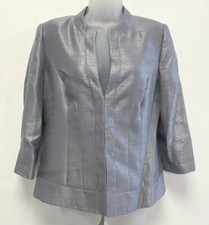 Jacques Vert UK12 Eur40 US8 silver grey edge-to-edge fastening 3/4 sleeve jacket