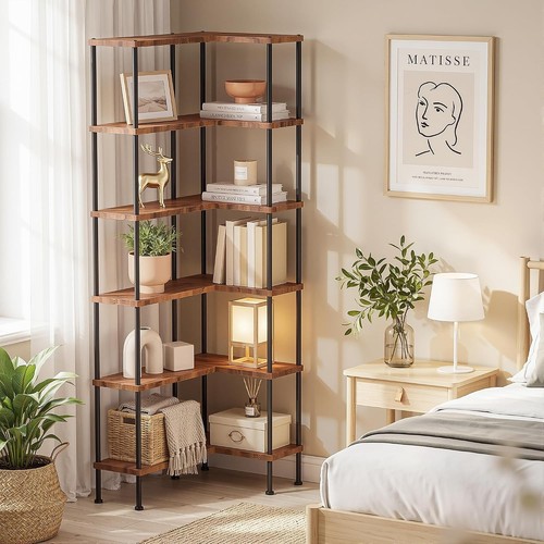 Large corner bookcase rustic - bookcase,