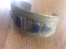 Lapis Lazuli Bangle Vintage Tribal Kuchi Afghan Cuff Bracelet Jewellery Genuine