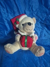 Christmas Story Telling Teddy Bear Soft Toy Holding Xmas Present / Gift