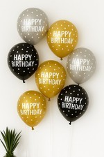Black Gold Silver Birthday Balloons 16th 18th 21st 30th 40th 50th 60th