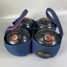 Henselite Classic Lawn Bowls Size 5 Heavy Set Of 4 Black Carry Case Black