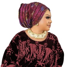 Nigerian Hijab Cap Aso Oke African Headtie Auto Gele Women Turban Head Wrap Hat