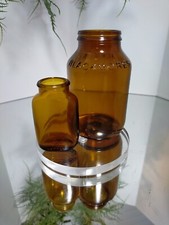 VINTAGE RARE AMBER GLASS OVAL PILL BOTTLE BW&Co 7x4 & Blackmore bottle 10x6 VGC 