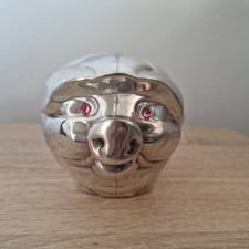 Gorgeous Heavy Metal `PIG` Shaped Piggy Money Box Bank Silver Tone metal