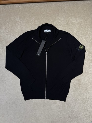 Stone island black wool zip - island,