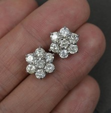 2.00 Carat Diamond and 18ct Gold Daisy Cluster Stud Earrings
