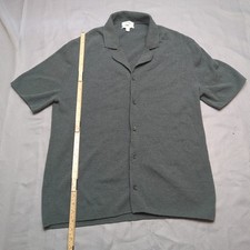 COS Knit Shirt Mens Medium Green Ribbed Cotton Polyamide Blend UK M Minimalist