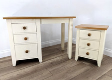 DRESSING TABLE With Bedside Solid Pine White Veneer Knob Handles FREE DELIVERY