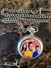STAR TREK SNW NUMBER ONE KIRK & SPOCK CHROME POCKET WATCH WITH CHAIN