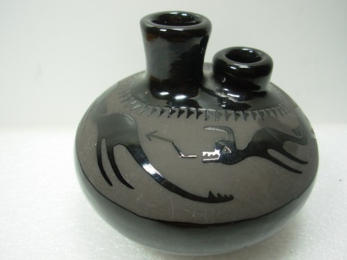 Unusual pottery vase with - unusual, two