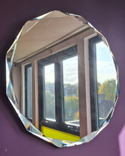 1950's Mid Century Frameless Art Deco Style 12 Sided Bevelled Edge Wall Mirror