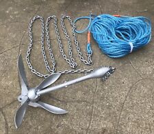 6kg Grapnel style boat anchor Kit  4m of 8mm chain 100ft 10mm rope