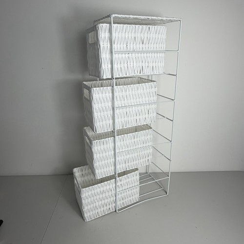 White wicker basket storage - wicker,