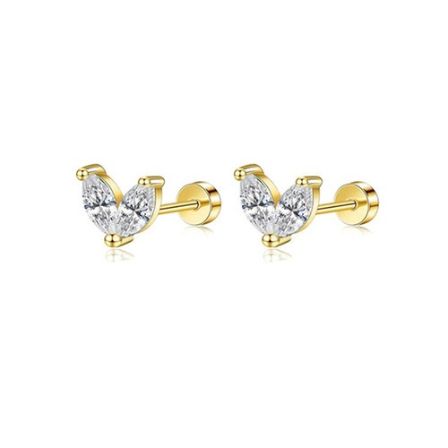 14k gold cartilage earrings - gold,