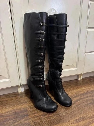 Bertie black knee high - bertie, buckle