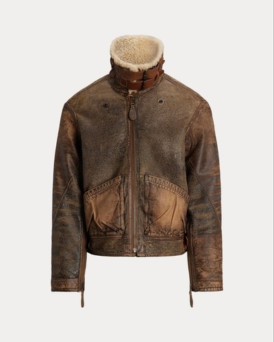 Men brown shearling leather - men's,