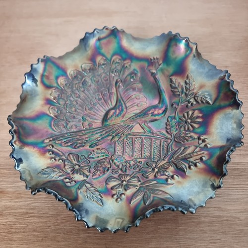 Carnival glass peacock - carnival,