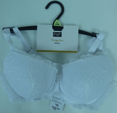 White lace plunge bra 36c - f&f,