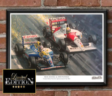 MANSELL & SENNA A3 Limited edition print by Greg Tillett Formula One F1 Poster