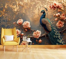 Vintage 3D Peacocks Floral
