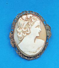 Antique 19th Century Shell Cameo Brooch w. FIne Wirework c.1880