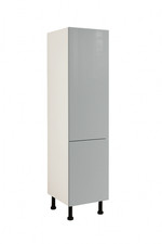 Fully Assembled 600mm Kitchen Tall Larder Unit With Gloss Light Grey Doors